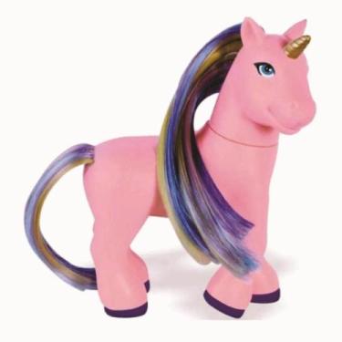 Imagem de Brinquedo Boneco Unicórnio Branco com Aplique Coloridos para Cabelo Me