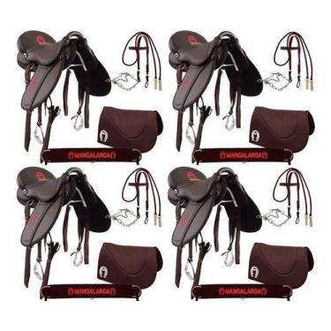 Imagem de 04 Selas De Cavalo Mangalarga 16 Polegadas Eco Kit Combo Marrom - Cour