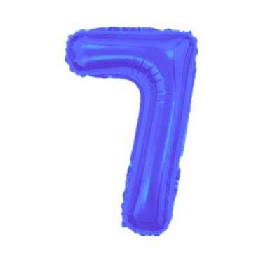 Imagem de Balão De Número Grande Azul Metalizado 40cm - PartiuFesta, 7