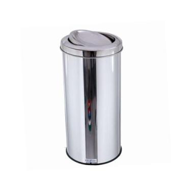 Imagem de Lixeira Inox Com Tampa Flip-TopInox (Basculante) 35 Litros Largo - CM 