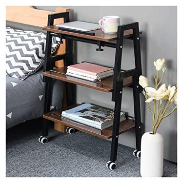 Imagem de Suporte de impressora para mesa, suporte de impressora de 3 camadas, suporte para laptop com quatro rodas universais, comporta até 50 kg, carrinho de impressora de mesa de quatro cores (cor: marrom)