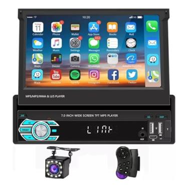 Imagem de FINYQBET Central Multimidia Automotivo Tela Sensível ao Toque Retrátil de 7 Polegadas com Android Auto, CarPlay, Bluetooth e Câmera - Ideal para Dirigir com Segurança e Entretenimento em Viagens