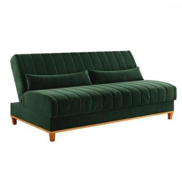 Imagem de Sofá Cama Com Almofada Duna Veludo Oliva Viero Oliva - VIERO MÓVEIS