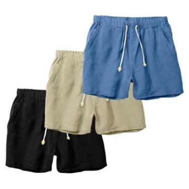 Imagem de Kit 3 Shorts Linho Premium Bermuda Masculina Moda Praia Luxo-Masculino