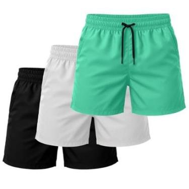 Imagem de Kit 3 Short Tactel Leve Bermuda Masculina Moda Praia Confortável-Masculino