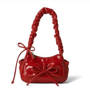 Imagem de ALWY Bolsa Feminina Média Ombro Transversal Tiracolo Couro Com Zíper, Social, Moda, Blogueira, Casamento, Presente (Vermelho)