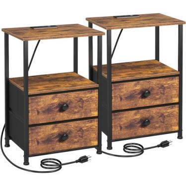 Imagem de Conjunto de mesa de cabeceira LOAKEKEL HETS020PBR com estação de carre