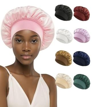 Imagem de Touca de Cetim Grande para Dormir com Faixa Larga Anti-Frizz - Gorro de Cetim com Aba Gigante, Proteção Cabelo Contra Frizz e Toque(3)