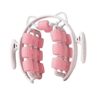 Imagem de Colaxi Rolo de massagem circular para pernas, 20 rodas, treino versátil, rolo muscular portátil, ferramenta de massagem para pernas, para homens, uso, Rosa