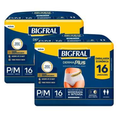 Imagem de Kit 2 Roupa Íntima Bigfral Derma Plus P/M 16 Unidades