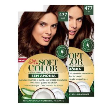 Imagem de Kit 2 Tintura Creme Soft Color Wella Café 477 Kit