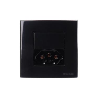 Imagem de Placa Para Móveis 80x80 Com Interruptor Simples 10a E Tomada 2p+t 20a Margirius Sleek Preto Ebony