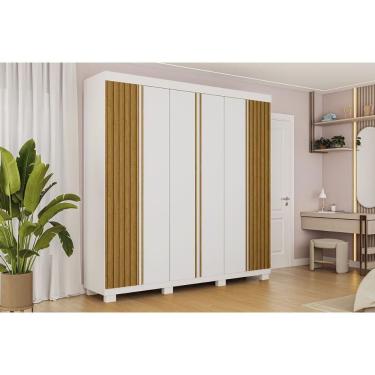 Imagem de Guarda Roupa Casal 6 Portas (2 Ripadas) E 6 Gavetas Eliza Branco/cinamomo - Acp