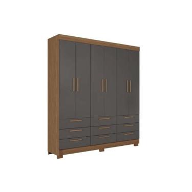 Imagem de Guarda Roupa Casal 6 Portas E 9 Gavetas C/ Pés Colombo 6.9 Jatobá/grafite - Santos Andirá