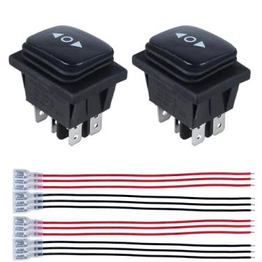 Imagem de DMWD 2 peças interruptor basculante de travamento à prova d'água 20 A CC 12 V 24 V CA 110 V 6 pinos 3 posições interruptor liga/desliga com fios (preto)