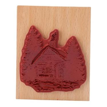 Imagem de TOPINCN Carimbo de Borracha de Madeira para Artesanato, Carimbo de Planta Carimbo de Padrão de Vila Decorativa para Recortes de Cartas de Cartão de Artesanato, Carimbo de Madeira