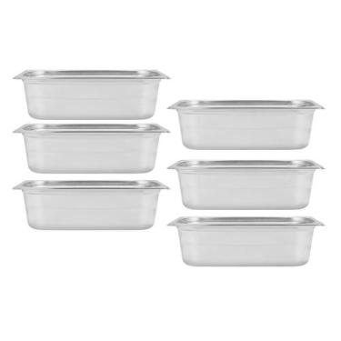 Imagem de Kit Seis Cubas Gastronomica Padrão Gn 1/3 100mm Inox sem Alça Weck