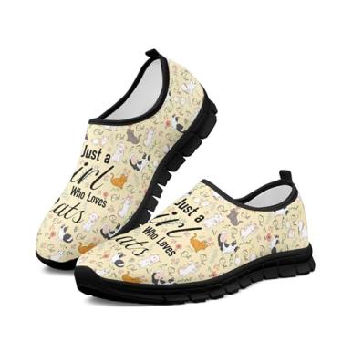 Imagem de xixirimido Tênis feminino sem cadarço, casual, cano baixo, antiderrapante, confortável, respirável para caminhada, tênis, Gato fofo floral, 37