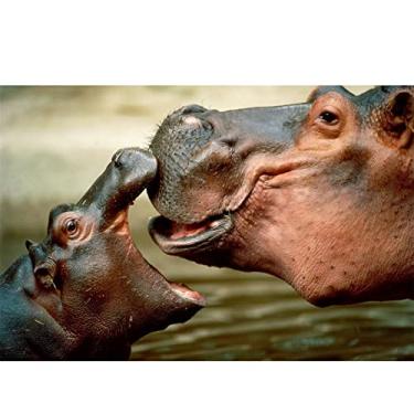 Imagem de WACYDSD Quebra-Cabeça 1000 Peças Família Hipopótamo Clássico 3D Kit Faça Você Mesmo Brinquedo De Madeira Presente Único Decoração Casa