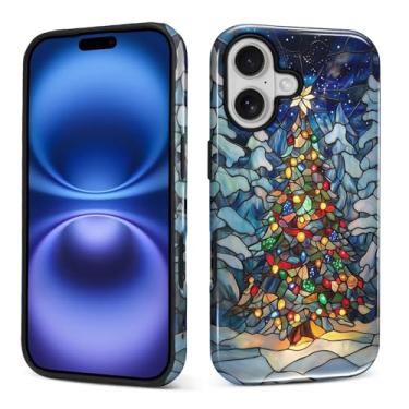 Imagem de ANLUN STORE Capa para iPhone 17, capa híbrida de proteção dupla macia TPU rígido PC à prova de choque antiarranhões fina protetora para homens e mulheres capa para iPhone 17 design de vitral de árvore