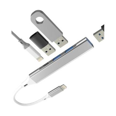 Imagem de Adaptador de câmera Apple Lightning para USB 3 para iPhone 14 leitor de cartão (4 em 1) cabo para iPad Pro Max OTG hub de iluminação adaptador flash drive porta fêmea carregador de transferência de