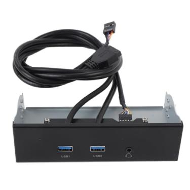 Imagem de Hub USB 3.2 Gen 1 para painel frontal, adaptador de compartimento de unidade óptica de 5,25 polegadas com 2 portas USB 3.2 e conector de fone de ouvido, conector de 19 pinos, transferência de dados de