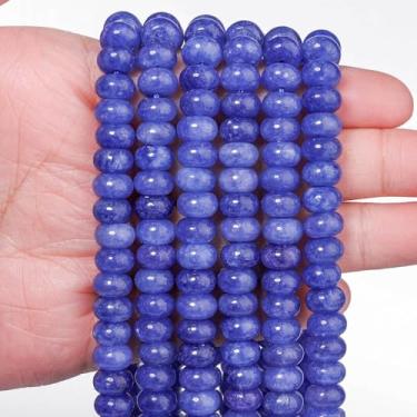 Imagem de Songxi 5 x 8 mm Natural Pedra Azul Escuro Rondelle Beads, 75 PCS Espaçador Redondo Solto Contas de Ábaco para Fazer Joias, Pedra Preciosa para Pulseira, Colar Brincos, Artes e Artesanato