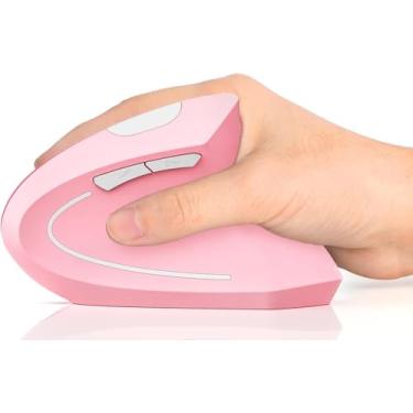 Imagem de Mouse ergonômico, mouse sem fio vertical recarregável USB-C: ratos de túnel óptico do carpo com receptor USB de 2,4 G, 800/1200/1600 DPI, 6 botões, para laptop, computador, computador, desktop