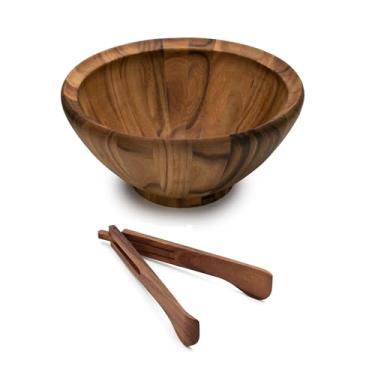 Imagem de Ironwood Gourmet Salinas – Conjunto de tigela de salada extra grande e pinças de salada de primavera, madeira de acácia