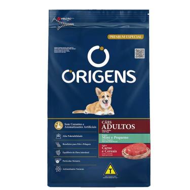 Imagem de Ração para Cães Adultos Origens Porte Mini e Pequeno Sabor Carne e Cereais 3kg