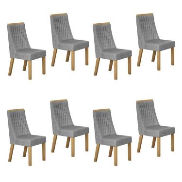 Imagem de Conjunto 8 Cadeiras para Sala de Jantar Luna Prata