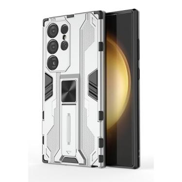 Imagem de SORAKA Capa para Samsung Galaxy S24 Ultra com suporte Capa de proteção resistente para Samsung Galaxy S24 Ultra Capa com placa de metal para suporte magnético para carro Capa Silm Fit