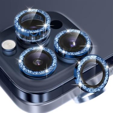 Imagem de BERFY Protetor de lente de câmera para iPhone 17 Pro/17 Pro Max, anel de metal de liga de alumínio com glitter, acessórios de proteção de tela de vidro temperado 9H, antiarranhões, compatível com