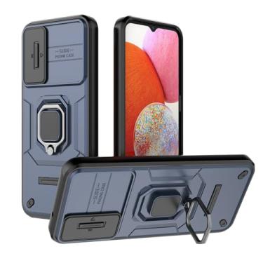 Imagem de SORAKA Capa para Samsung Galaxy A14 5G/4G com suporte de anel e tampa deslizante para câmara capa Samsung A14 com placa metálica para suporte magnético de carro capa de dupla camada em PC e TPU