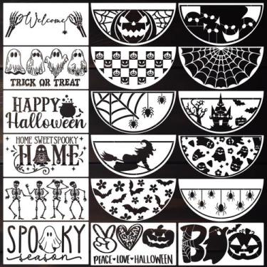 Imagem de Estênceis de pintura SUNVERSE Halloween para madeira e tecidos