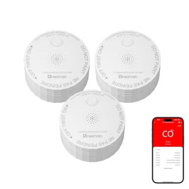 Imagem de HEIMAN Mini detector de monóxido de carbono WiFi, pacote com 3, alarme de CO alimentado por bateria, botão de reinicialização, alarme portátil de monóxido de carbono para viagens, C1-W