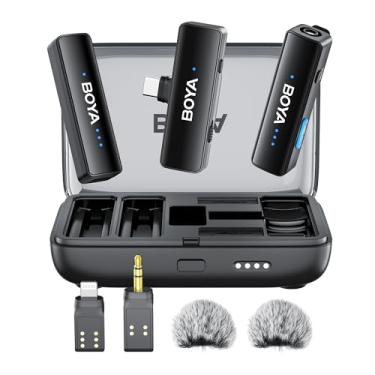 Imagem de BOYA Link 2 Microfone De Lapela Sem Fio Para Iphone 15/16, Câmera Android, Laptop, 48 Khz/24 Bits, Alcance De 1000 Pés, Mono/Estéreo, Uso De 30 Horas, Plugue Usb-C/Lightning/Trs, Cancelamento De Ruí