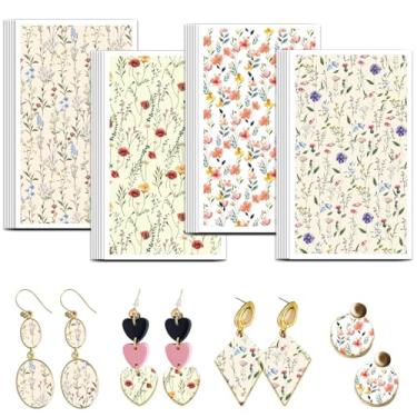 Imagem de OLYCRAFT Papel de transferência de flores para pintura a tinta, 4 designs, 24 peças, papel de transferência de polímero de flores silvestres para transferência de argila, papéis de transferência de