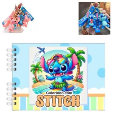 Imagem de Kit Livro de Colorir Lilo Stitch 24, 48, 60, 80 ou 120 Canetinhas Touc