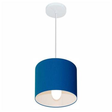 Imagem de Lustre Pendente Cilíndrico Md-4046 Cúpula Em Tecido 18x18cm Azul Marinho - Bivolt