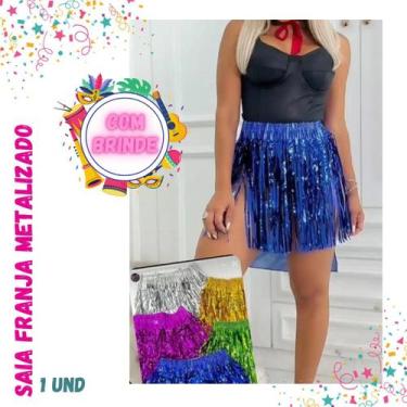 Imagem de Saia Franja Metalizada Carnaval - DAYU - Dayu Variedades, Único, Color