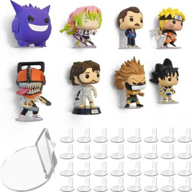 Imagem de Modern JP Prateleira de exibição adesiva para bonecos Funko Pop (pacote com 32) – Prateleira pop – Suporte para bonecos de ação – Fácil instalação de adesivo – Transparente