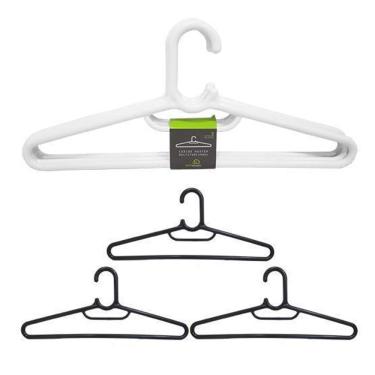 Imagem de Cabide Roupa Acrilico Preto/Branco Master 3 Pecas 44,5X18Cm