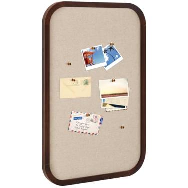 Imagem de Wonderjune Quadro de alfinetes emoldurado em arco vintage quadro de avisos de linho grande tecido decorativo para parede ornamentado quadro de notas para escritório em casa (retângulo, 50 x 76 cm