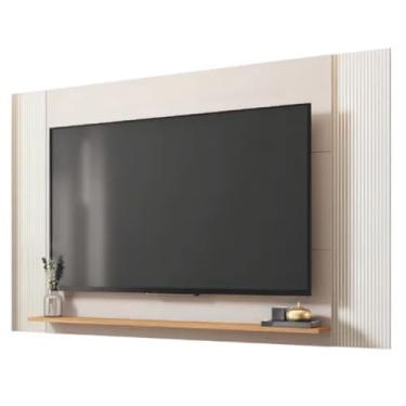 Imagem de Painel Para TV Até 65 Polegadas 1,80m Off White/Madeirado com Impressão 3D Intense