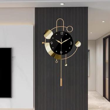 Imagem de SIN&MI Relógio de parede com pêndulo, silencioso, sem tique-taque, operado por bateria, modernos, grandes relógios de parede para sala de estar, quarto, casa de fazenda, escritório, cozinha, decoração