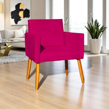Imagem de Poltrona Decorativa Para Sala Nina Cadeira Reforçada Para Recepção Manicure Sala De Espera Escritório Consultório Pé Castanho - Clique & Decore (Pink)