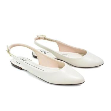Imagem de Sapato Feminino Moleca Sling Casual Branco Confortável, Branco, Off, 3