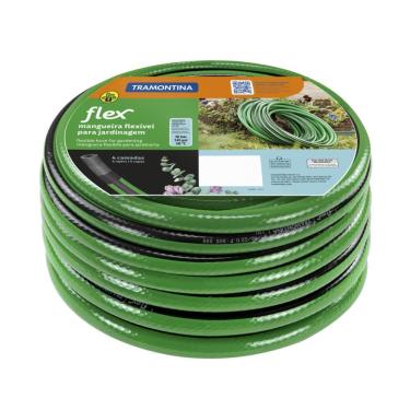 Imagem de Mangueira Flex Para Jardim Tramontina Verde Com Faixa Preta Em Pvc 4 Camadas 50 M