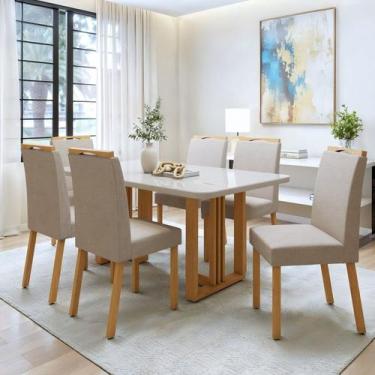 Imagem de Conjunto Sala de Jantar 6 Lugares Retangular Tampo Vidro/MDF Mesa Bold